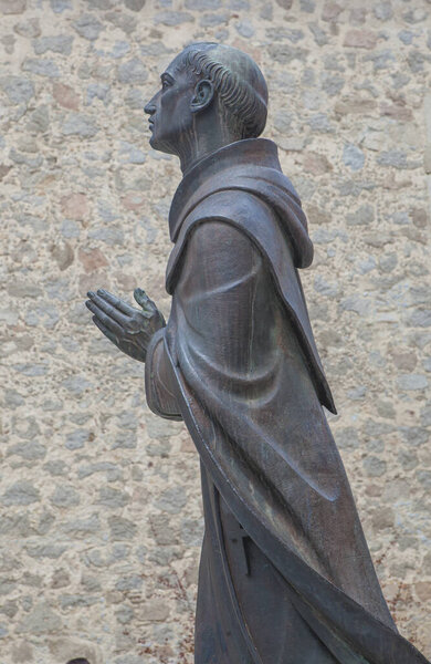 Avila, Spain - May 5th, 2025: St. John of the Cross statue, Spanish mystic, and Carmelite friar. Emilio Laiz Campos sculpter, 1962