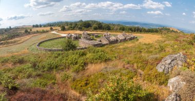 Celanova, Hillfort 'u yeniden inşa etti. Galiçya Castro canlandırma alanı, Celanova, Orense, Galiçya, İspanya