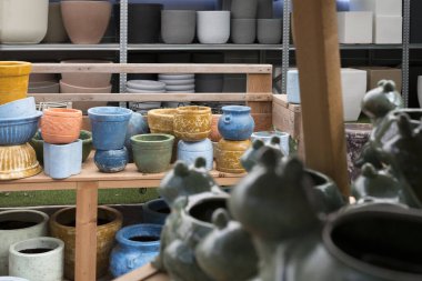 Farklı şekil ve boyutlarda bitkiler ve çiçekler için saksılar