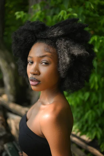 Foto Mode Foto Close Beautiful Young African American Black Woman — Stok Foto