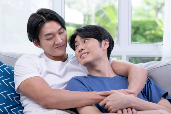 Asiático Gay Pareja Amor Momentos Felicidad Concepto Concepto Estilo Vida —  Fotos de Stock