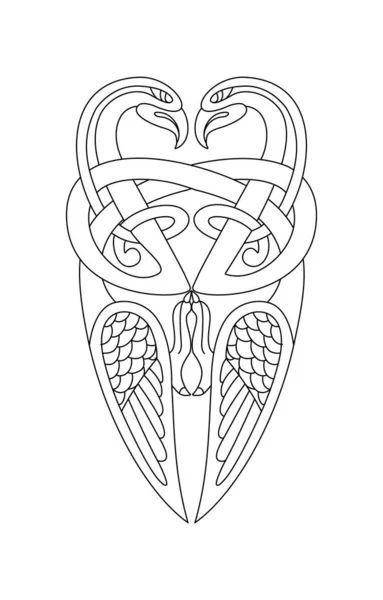 Mistik Ortaçağ Kuşları Vektör Hattı Sanatı Hayvan Sembol Llüstrasyonu — Stok Vektör