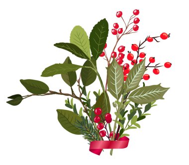 Böğürtlen dalları ve yaprakları. Doğa dekoratif elementleri