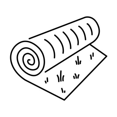 Turf roll icon. Artificial grass roll icon. Lawn roll representation. Vector illustration of rolled lawn real grass.	