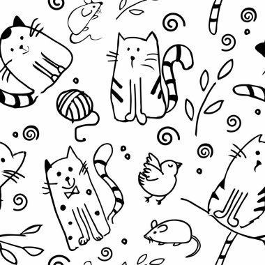 Komik kediler el yapımı koleksiyon. Herhangi bir iz için kusursuz desen