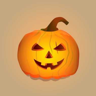 Cadılar Bayramı balkabağı vektör llüstrasyonu. Cadılar Bayramı dekorasyonu. Çizgi film tarzında turuncu balkabağı.