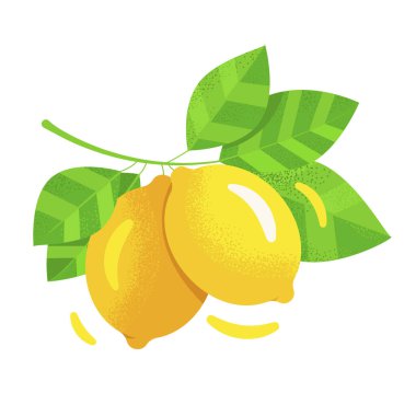 Beyaz arka planda limon meyve ikonu izole edildi. Vektör düz çizim. Limon logosu tasarımı