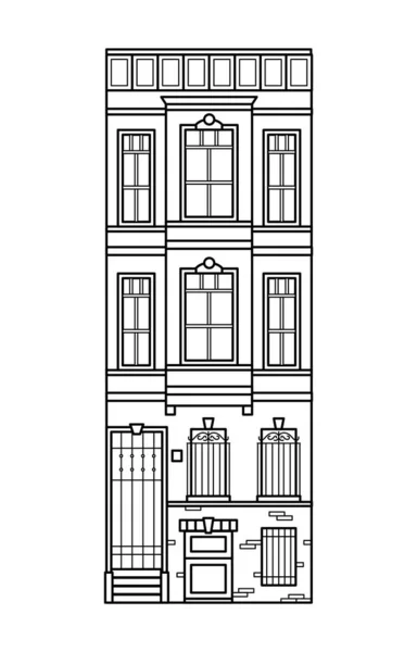 Illustration Der Baulinienkunst Architektur Elemente Straßenbau Vektor Monochrome Illustration Städtische — Stockvektor