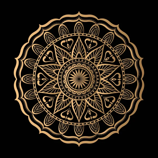 Золота Мандала Чорному Фоні Векторні Ілюстрації — стоковий вектор