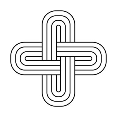 Kelt düğümü vektör çizimi. Kelt milli tarzı birbirine karışmış, izole edilmiş vektör. Patrick Günü kutlaması. Kuzey sembolü. Çapraz sembol.