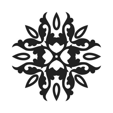 Eski bir çiçek deseni. Dekoratif element vektör çizimi. Mimari unsur. Kar tanesi şekil vektörü simetrik illüstrasyonu.