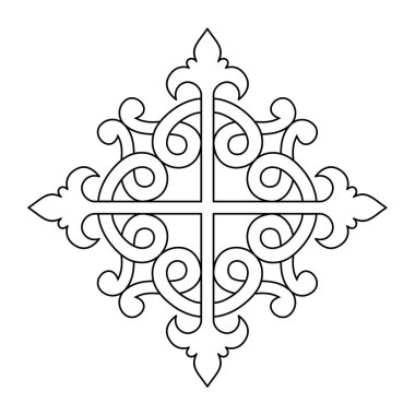 Antik dekoratif desen. Dekoratif element vektör çizimi. Mimari çiçek elementi. Kelt sembolü sanatı.