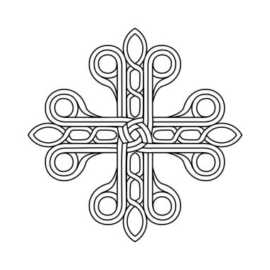 Kelt tarzı haç sembolü. Kelt milli tarzı birbirine karışmış, izole edilmiş vektör. Kelt düğümü vektör çizimi. Patrick Günü kutlaması. Kuzey sembolü. Dövme tasarımı.