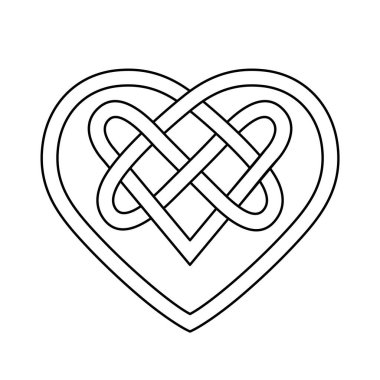 Kelt Düğümü, Kalp sembolüyle iç içe geçmiş. Vektör satırı sanatı