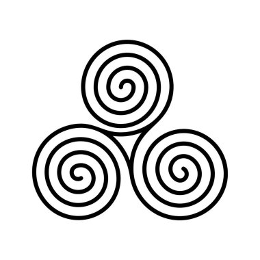 Triskele Sembolü. Triskelion Vektör İllüstrasyonu. Eski İrlanda Kelt sembolü.