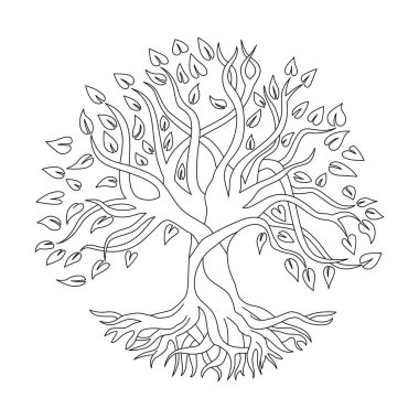 Yaşam vektörü illüstrasyonunun Kelt Ağacı. Kelt Biçimli Sembol Çizgisi Sanatı.