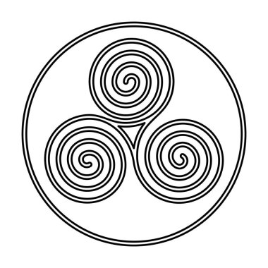 Triskele Sembolü. Triskelion Vektör İllüstrasyonu. Eski İrlanda Kelt sembolü.