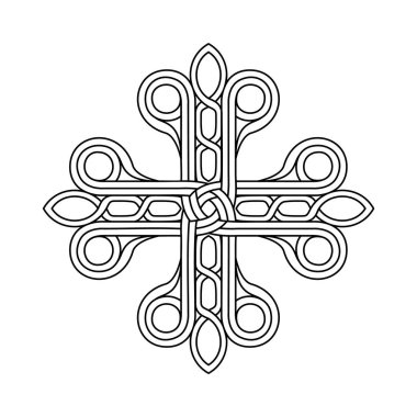Kelt tarzı haç sembolü. Kelt milli tarzı birbirine karışmış, izole edilmiş vektör. Kelt düğümü vektör çizimi. Patrick Günü kutlaması. Kuzey sembolü. Dövme tasarımı.