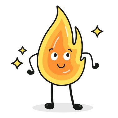 Cartoon flame character. Cute flame character vector illustration. clipart