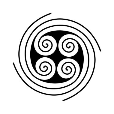 Spiral sembol çizimi. Eski İrlanda Kelt sembolü. Tatto çizim ögesi.