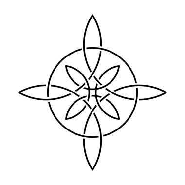 Düğüm yıldız vektör çizimi. Kelt stili birleşik desenli izole vektör. Kuzey sembolü. Minimalist Tatto çizimi.