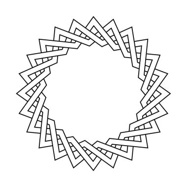 Sınır veya Çerçeve Vektörü İllüstrasyonu. Ortaçağ Biçimli Yuvarlak Dekoratif Çerçeve.