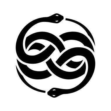 Birbirini yiyen iki yılan, İkiz Evren Sembolü. Tatto Fikir Çizimi.