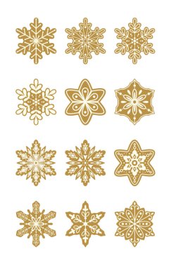 Dondurmalı zencefilli ekmek. Noel atmosferi vektör illüstrasyonu elementleri.