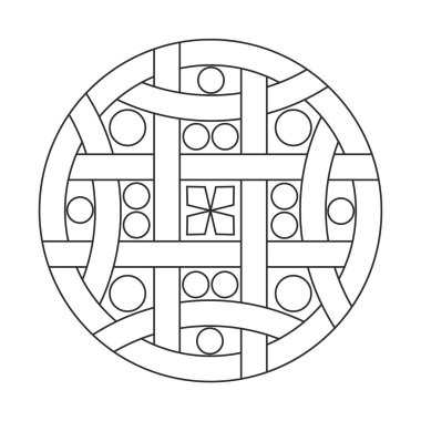 Yuvarlak dekor vektör çizgisi sanatı. Dekoratif element vektör çizimi.