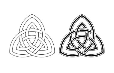 Kelt kesişen desenli izole vektör. Kuzey sembolü. Kelt düğümü vektör çizimi. Vintage elementi. Kelt triquetra. İyi şans sembolü.