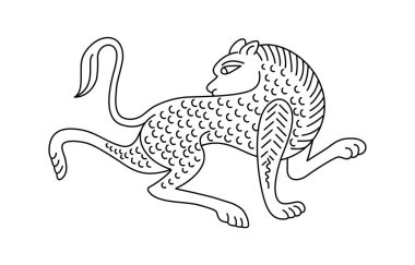 Çizgi sanatı tarzında yaratılmış bir çitanın minimalist çizimi. Logolarda, dövme tasarımlarında, grafik sanatında ve çağdaş sanat projelerinde kullanmak için mükemmel..