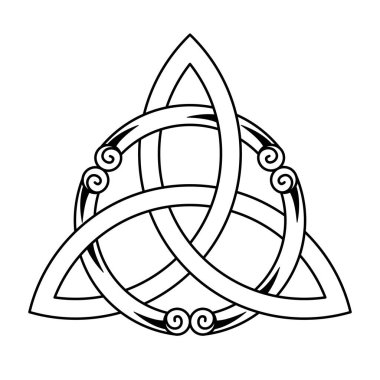 Kelt triquetra düğümü sembolü. Siyah ve beyaz vektör illüstrasyonu