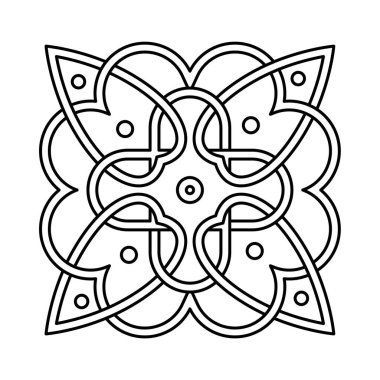 Geometrik Karışık Düğüm Mandala - Siyah ve Beyaz Soyut Çizgi Sanat Tasarımı