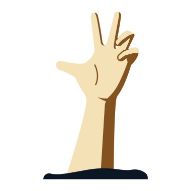 Topraktan çıkan bir el. Dirilen vektör simgesi.