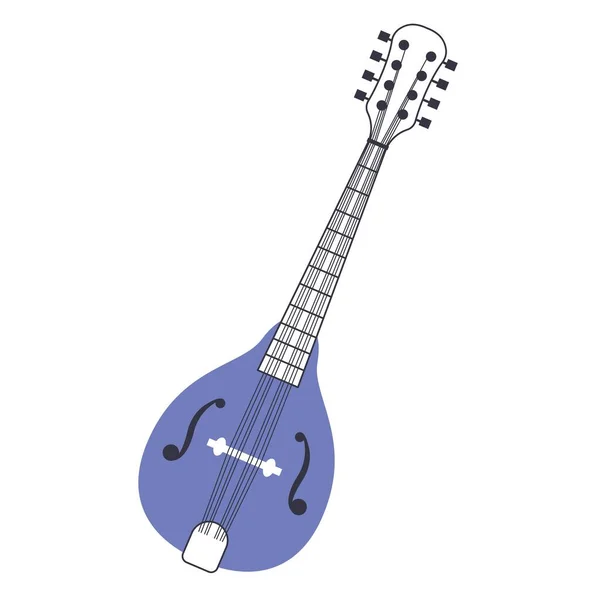 Mandolin Italian Stringed Musical Instrument Middle Ages — Stock Vector
