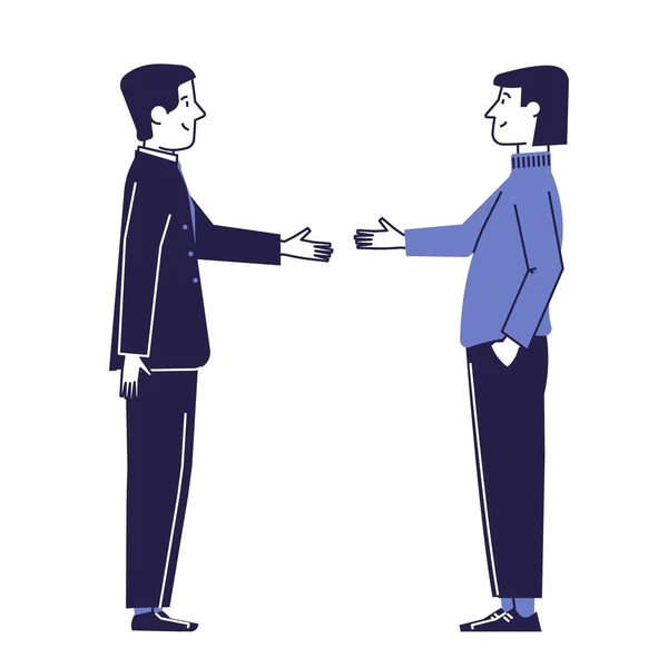 Les Gens Serrent Main Salutation Accord Communication Entre Les Personnes — Image vectorielle