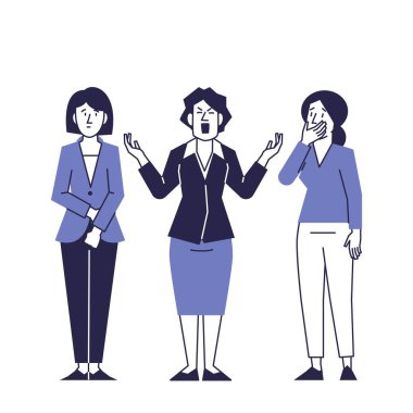 Histeri, iş yerinde skandal. Ofisteki bir çatışma görüntüsü.