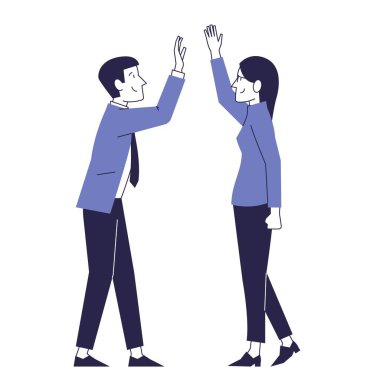 Mutlu iş adamları birbirine beşlik çakar. Başarının göstergesi, iyi şanslar..