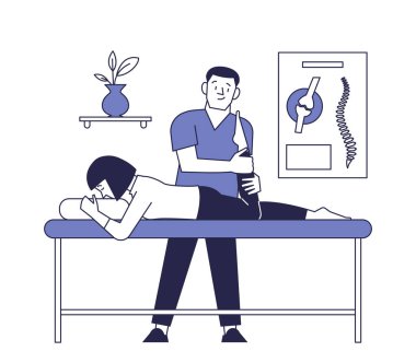 Bir fizyoterapist masaj seansı düzenler. Osteopath 'ın ofisi..