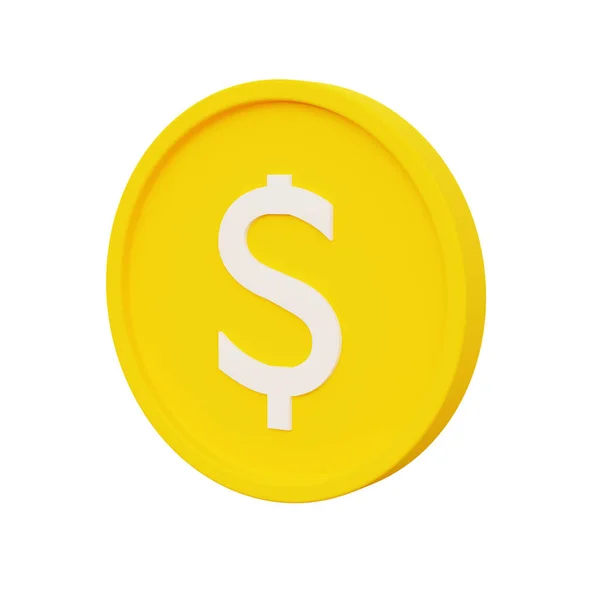 Render Icon Yellow Coin Geïsoleerd Witte Achtergrond Weergave — Stockfoto