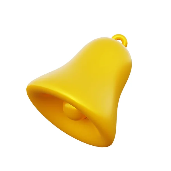 黄色的最小通知铃图标 社交媒体元素 3D渲染 一个新的通知概念 社交媒体提醒 — 图库照片