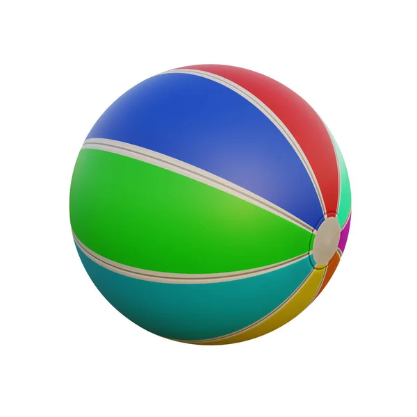 彩色海滩球3D图标 被白色背景隔离 3D渲染 — 图库照片