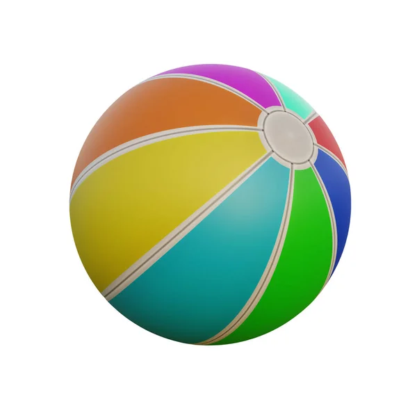 彩色海滩球3D图标 被白色背景隔离 3D渲染 — 图库照片