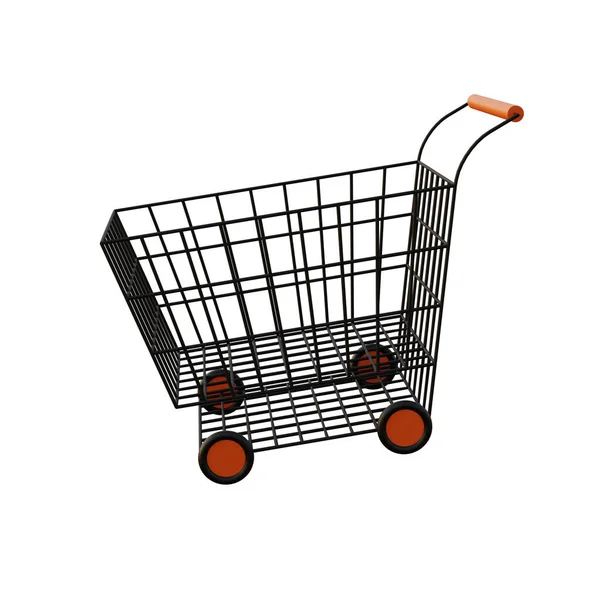 Black Cart Shopping Isolated White Background Design Element Rendering — Stock Photo, Image