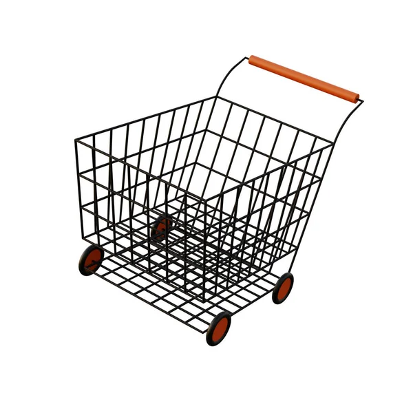 Black Cart Shopping Isolated White Background Design Element Rendering — Stock Photo, Image
