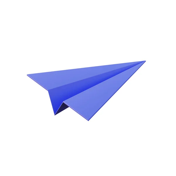 Blue Paper Airplane Cartoon Icon Send Message Concept Isolated White — Stock Photo, Image