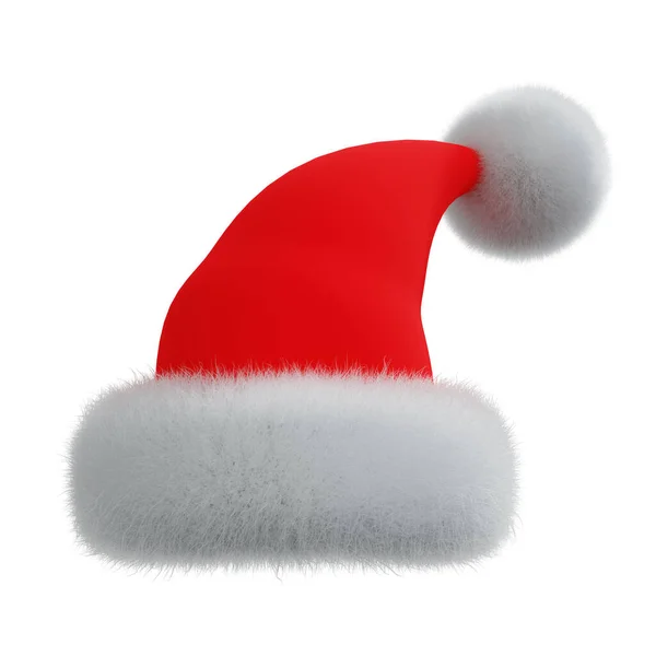 Red Santa Hat Icon Christmas Decoration Isolated White Background Rendering — Stock Photo, Image