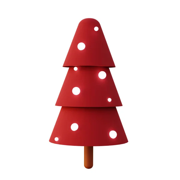 Icono Del Árbol Navidad Rojo Con Bolas Icono Para Diseño — Foto de Stock