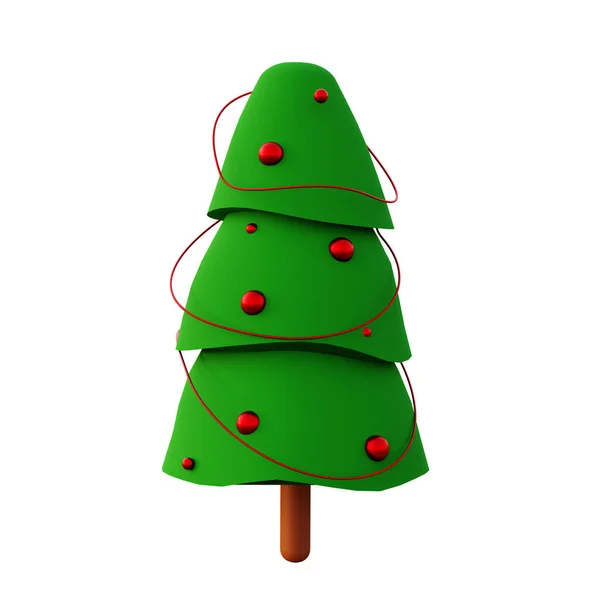 Ícone Árvore Natal Verde Com Bolas Ícone Para Projeto Renderização — Fotografia de Stock