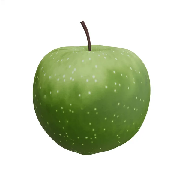 Realistyczny Zielony Apple Render Izolacja Białym Tle — Zdjęcie stockowe